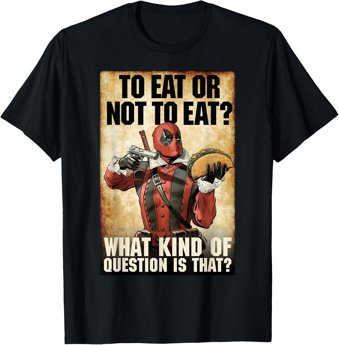 Marvel Deadpool to Eat Or Not to Eat Graphic T-Shirt - T-Shirt | Black