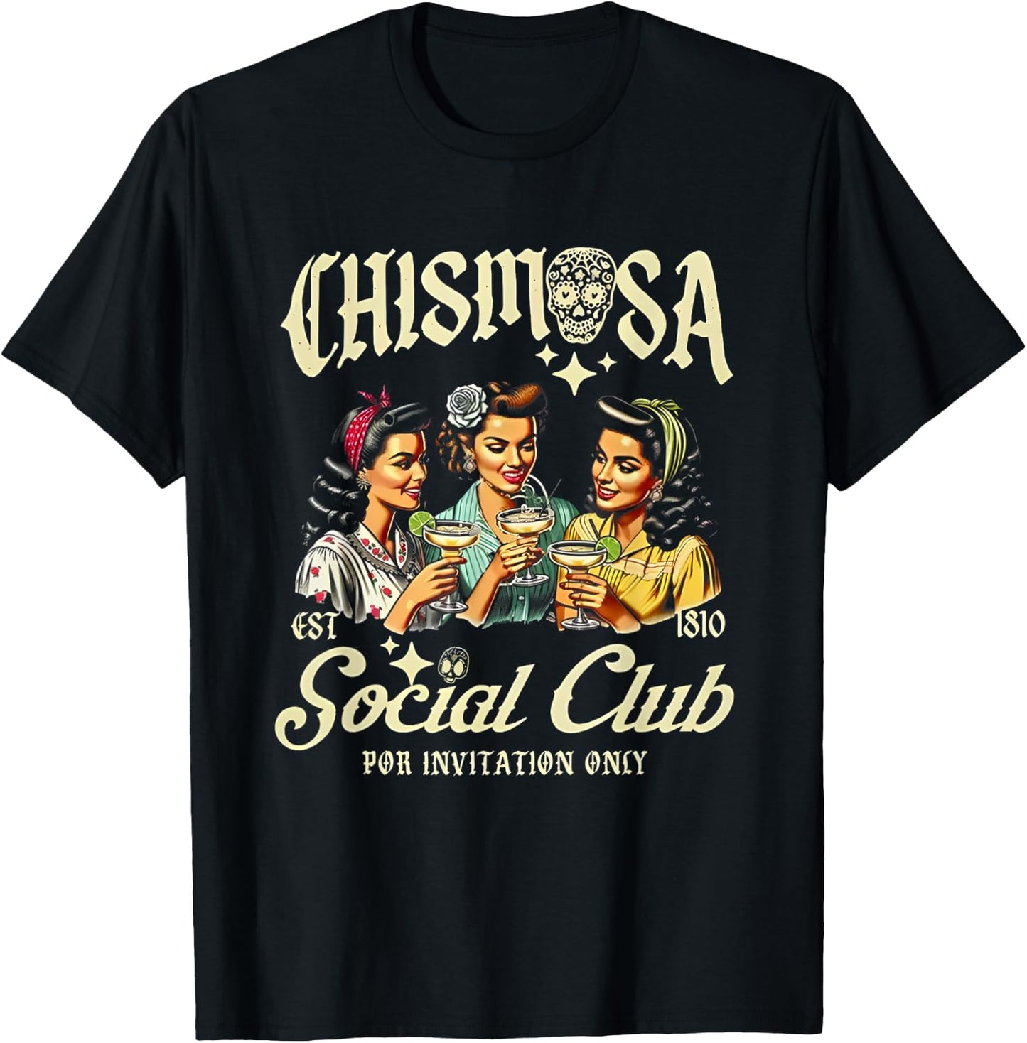 Chismosa Social Club Por Invitation Only T-Shirt - T-Shirt | Black