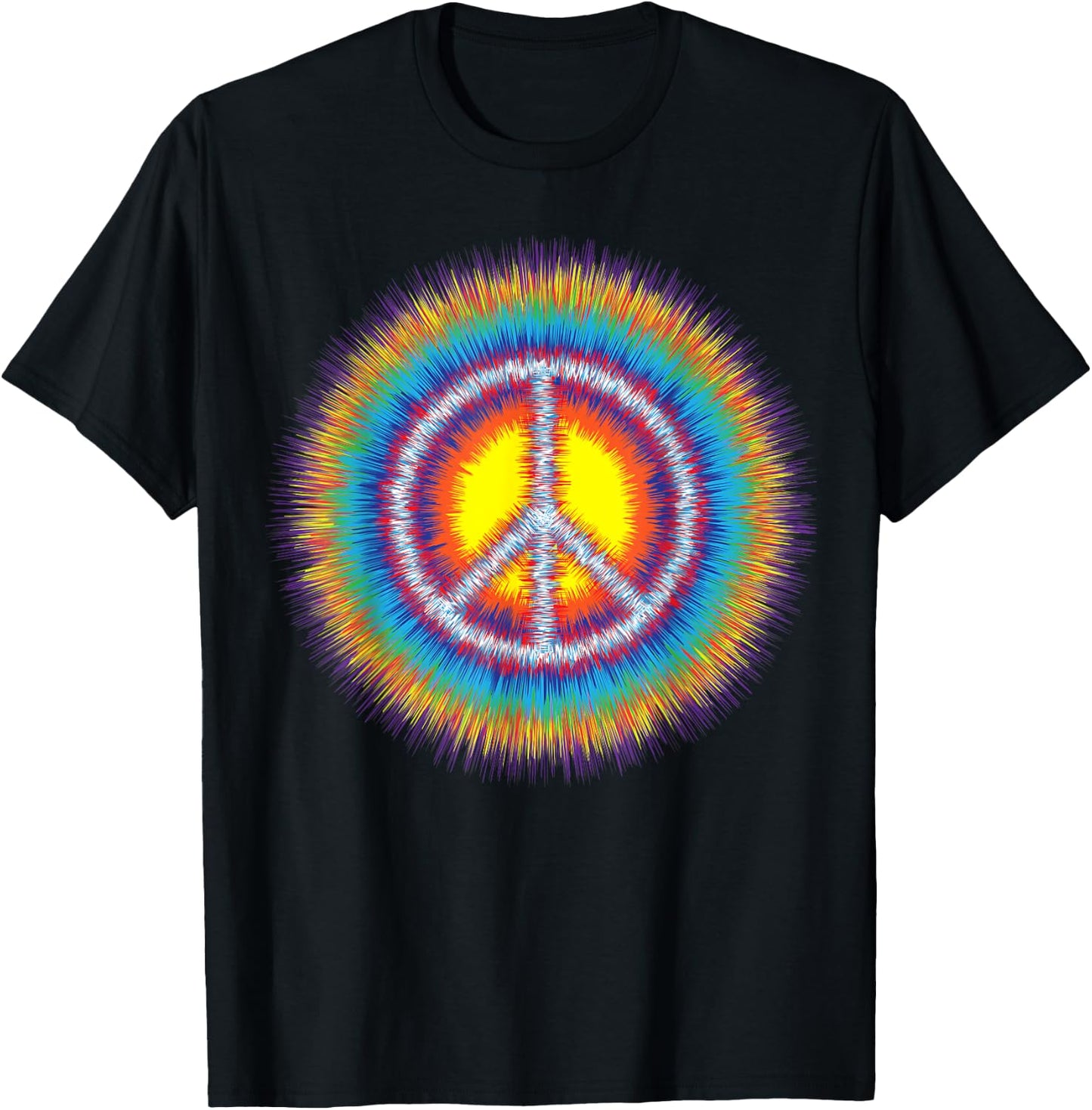 Sunburst Peace Sign Retro Starburst Hippie Tye Die T-Shirt - T-Shirt | Black