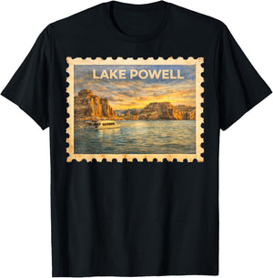 Vintage Lake Powell Retro Travel Stamp Art T-Shirt - T-Shirt | Black