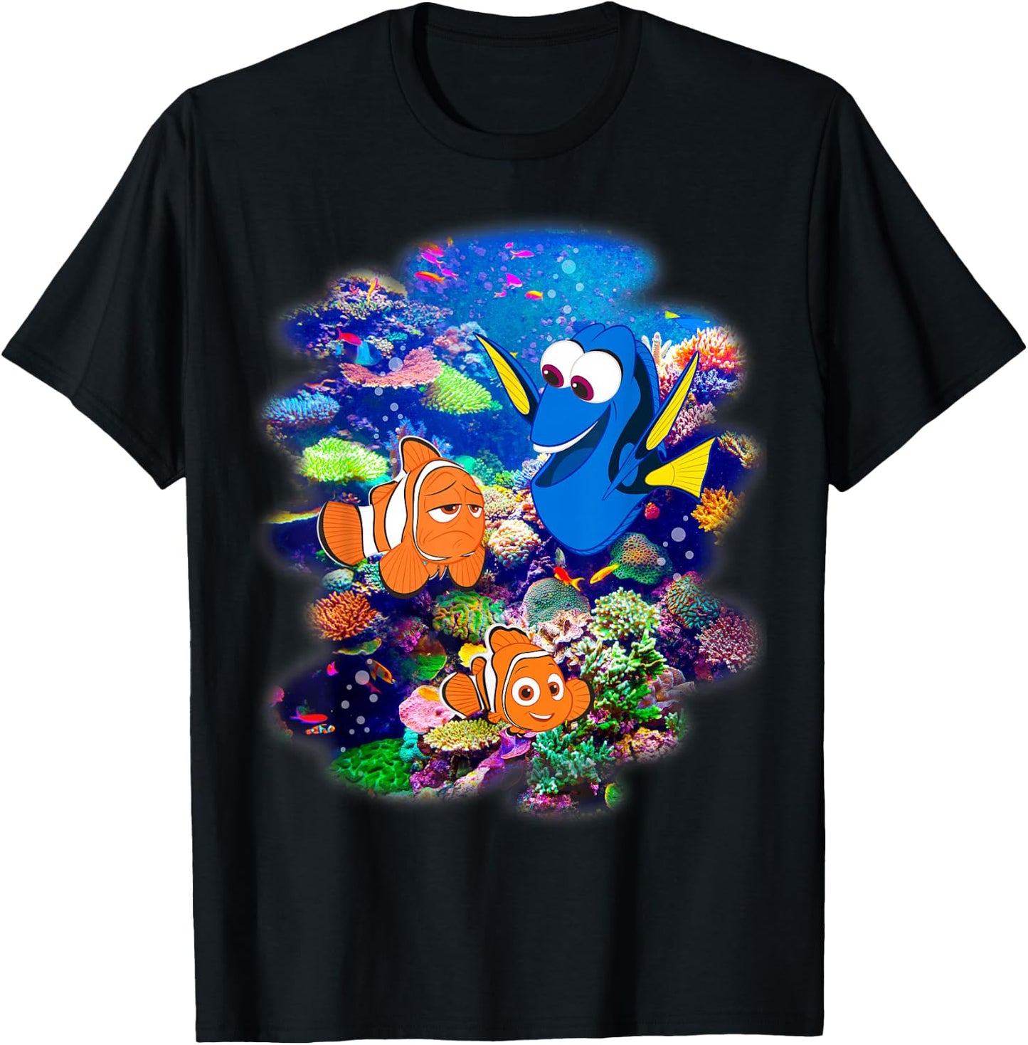 Disney Pixar Finding Dory Marlin & Nemo Rainbow Reef Scene T-Shirt - T-Shirt | Black