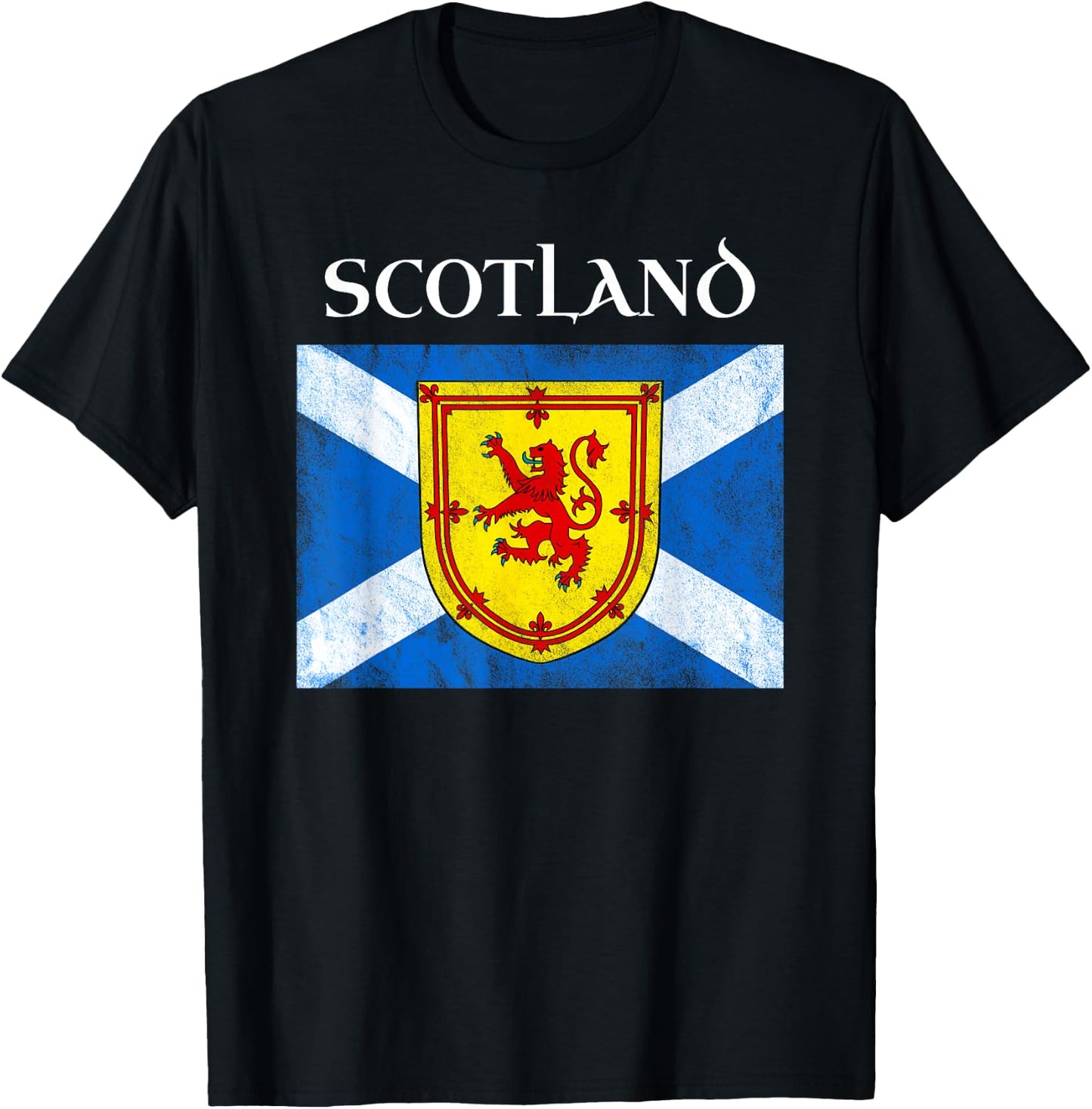 Scottish Flag Lion Rampant Royal Banner Of Scotland Saltire T-Shirt - T-Shirt | Black
