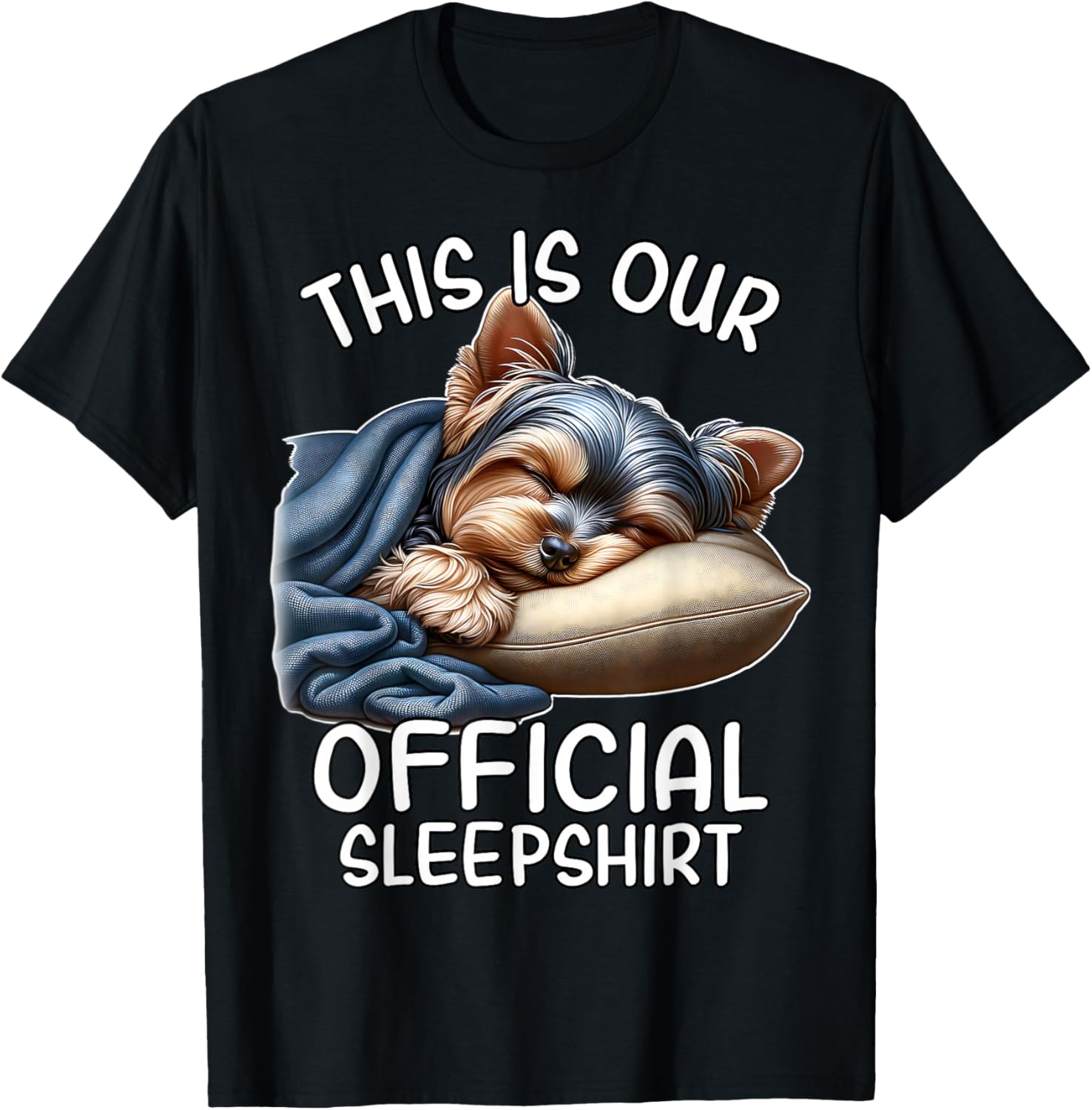 Sleeping Yorkie Lover Yorkshire Terrier Pajama Terrier T-Shirt - T-Shirt | Black