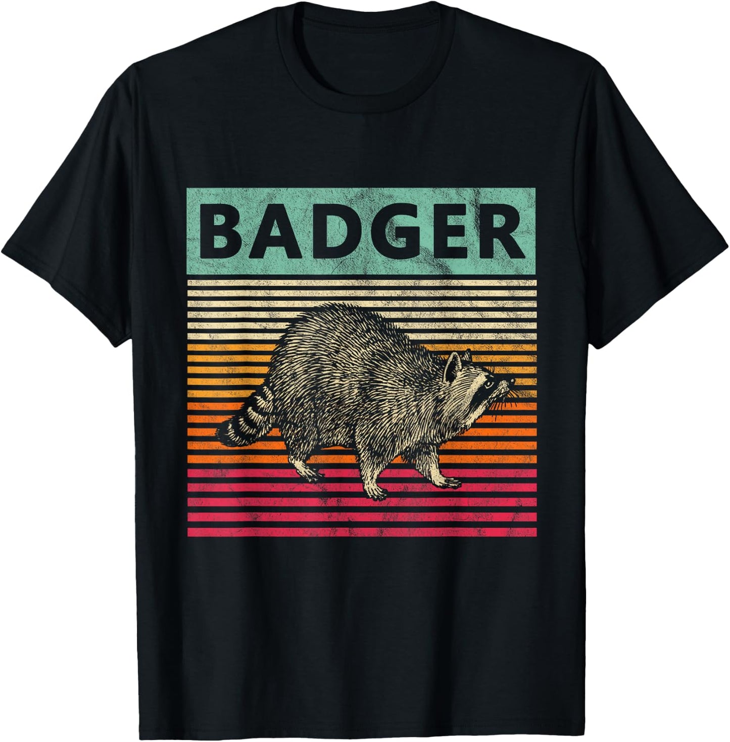 Retro Badger Love Honey Badgers T-Shirt - T-Shirt | Black