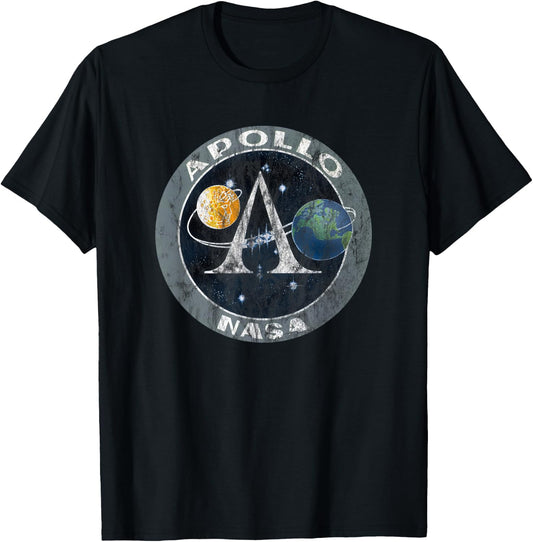 NASA Apollo Missions Distressed Logo Moon Missions T-Shirt - T-Shirt | Black