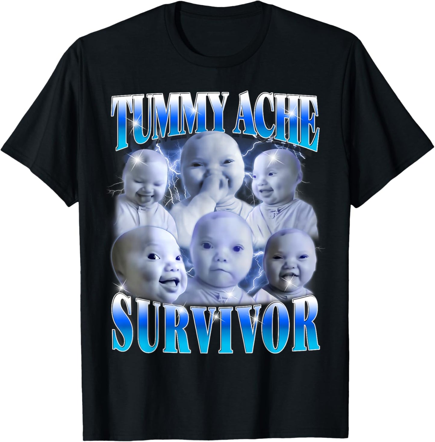 Ai Baby Meme Tummy Ache Survivor Funny GenZ Meme Brainrot T-Shirt - T-Shirt | Black