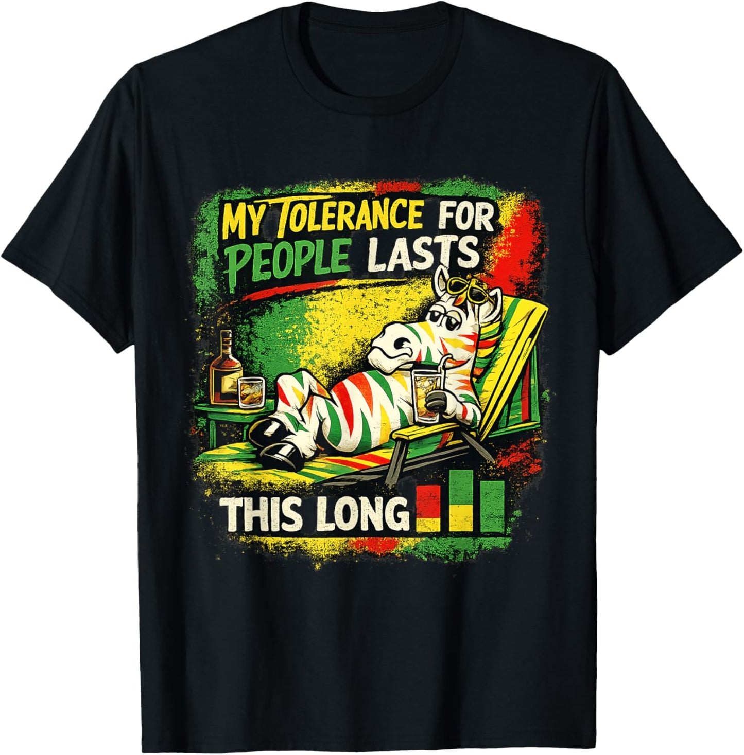 My Tolerance for People Lasts This Long Funny Zebra Humor T-Shirt - T-Shirt | Black