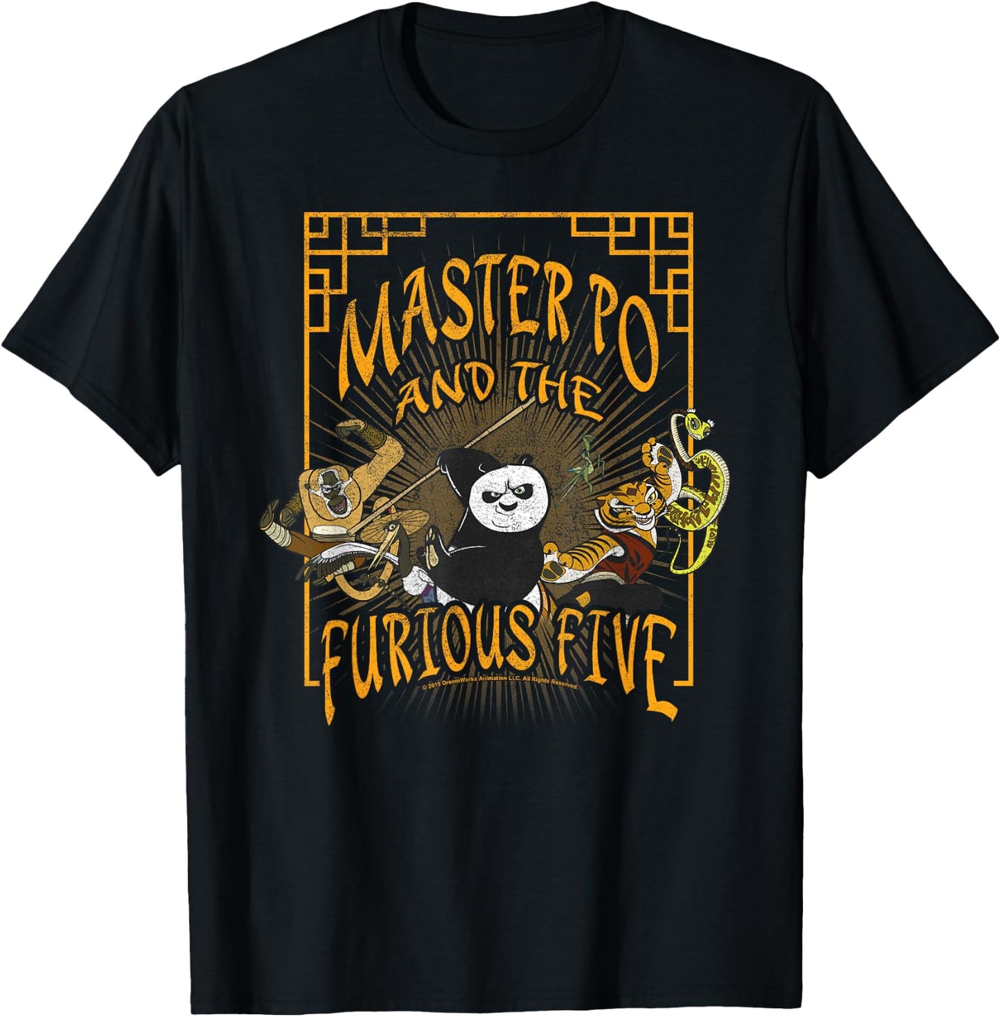 Kung Fu Panda Master Po And The Furious Five Poster T-Shirt - T-Shirt | Black