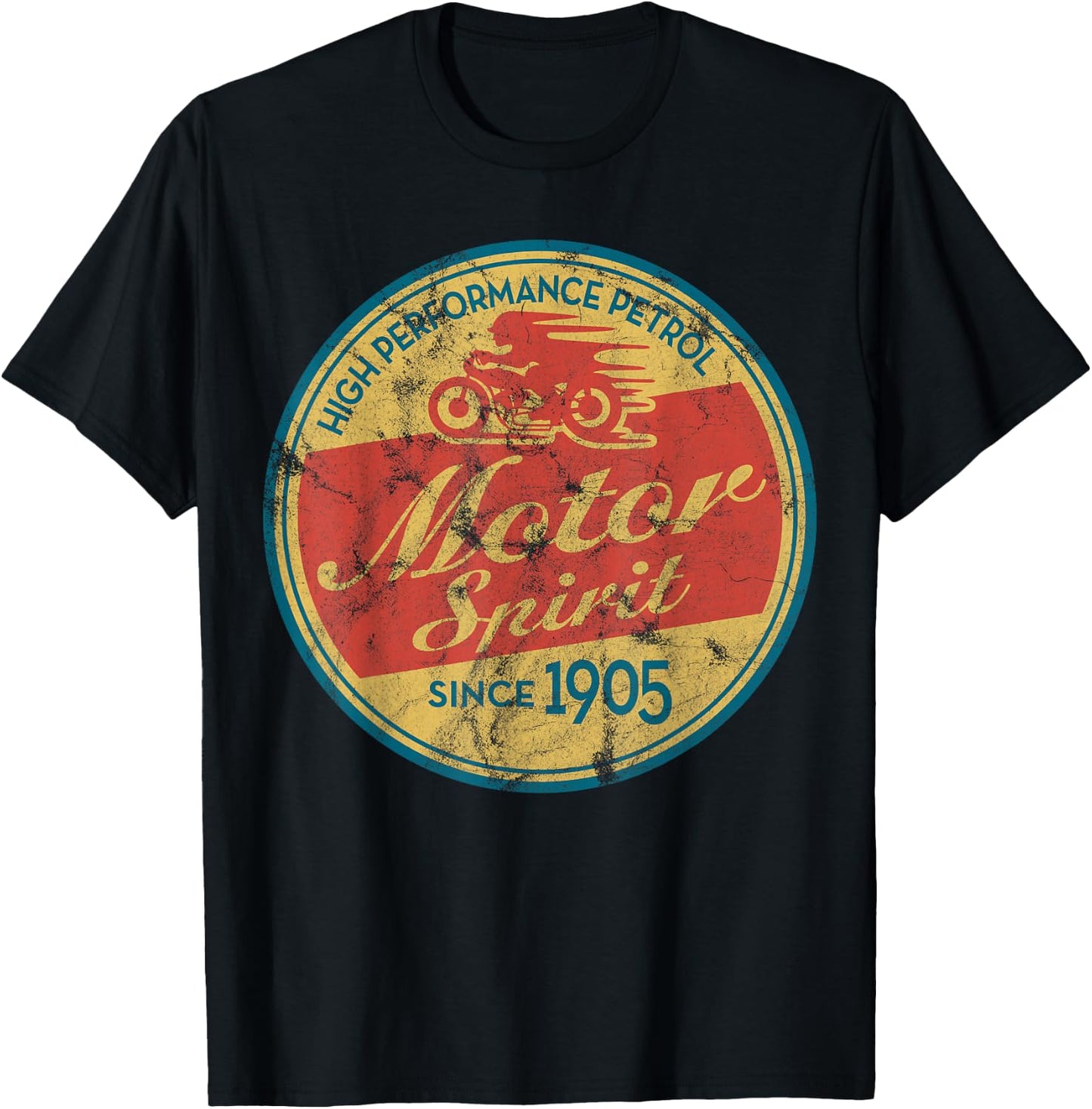 Vintage Motorcycle (distressed shirts women & men) T-Shirt - T-Shirt | Black