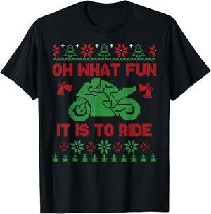 Oh What Fun It Is To Ride Xmas Ugly Motocross Christmas T-Shirt - T-Shirt | Black