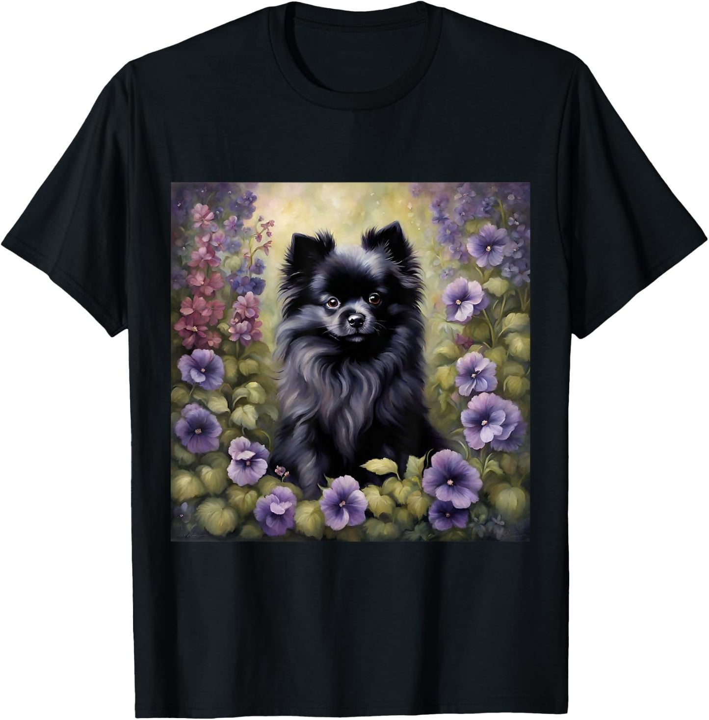 Black Pomeranian Adorable Pomeranian Garden Dog Lovers T-Shirt - T-Shirt | Black