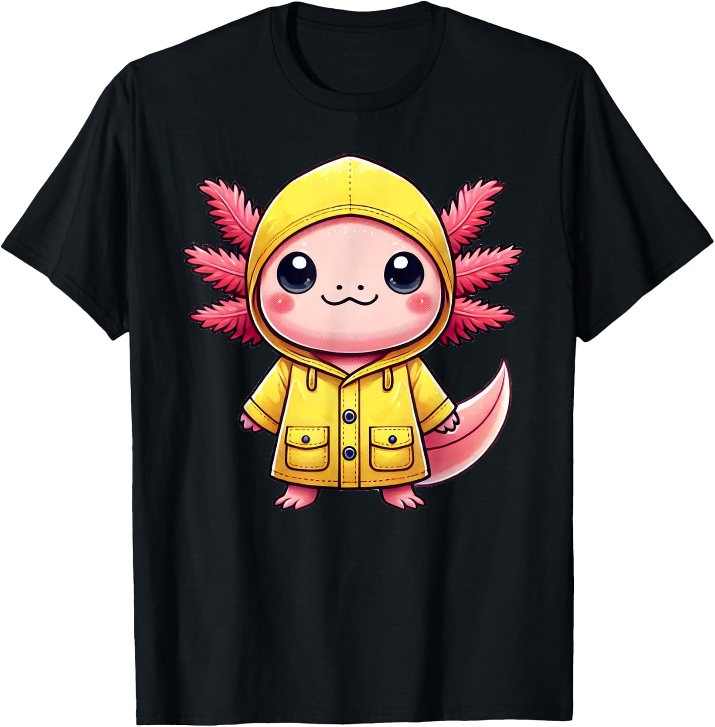 Axolotl Wearing A Raincoat T-Shirt - T-Shirt | Black