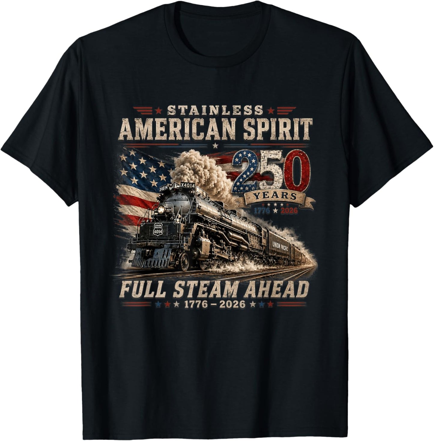 Big Boy 4014 Vintage 250 Steam Locomotive Railroad Train T-Shirt - T-Shirt | Black