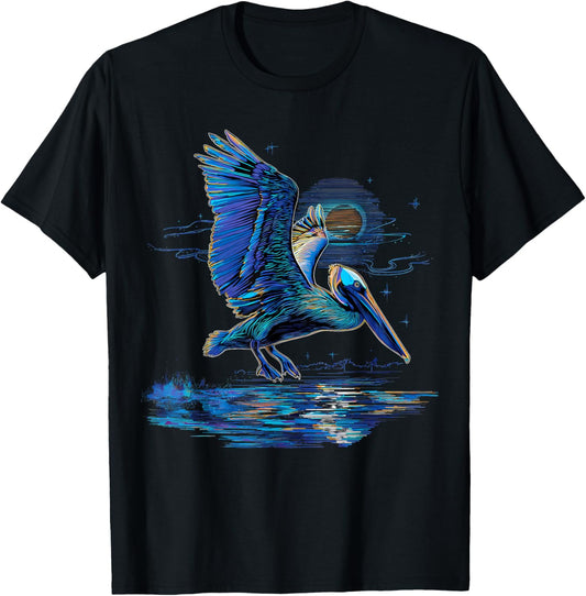 Pelican Bird Animal Graphic Seabird Tropical Pelican Lover T-Shirt - T-Shirt | Black