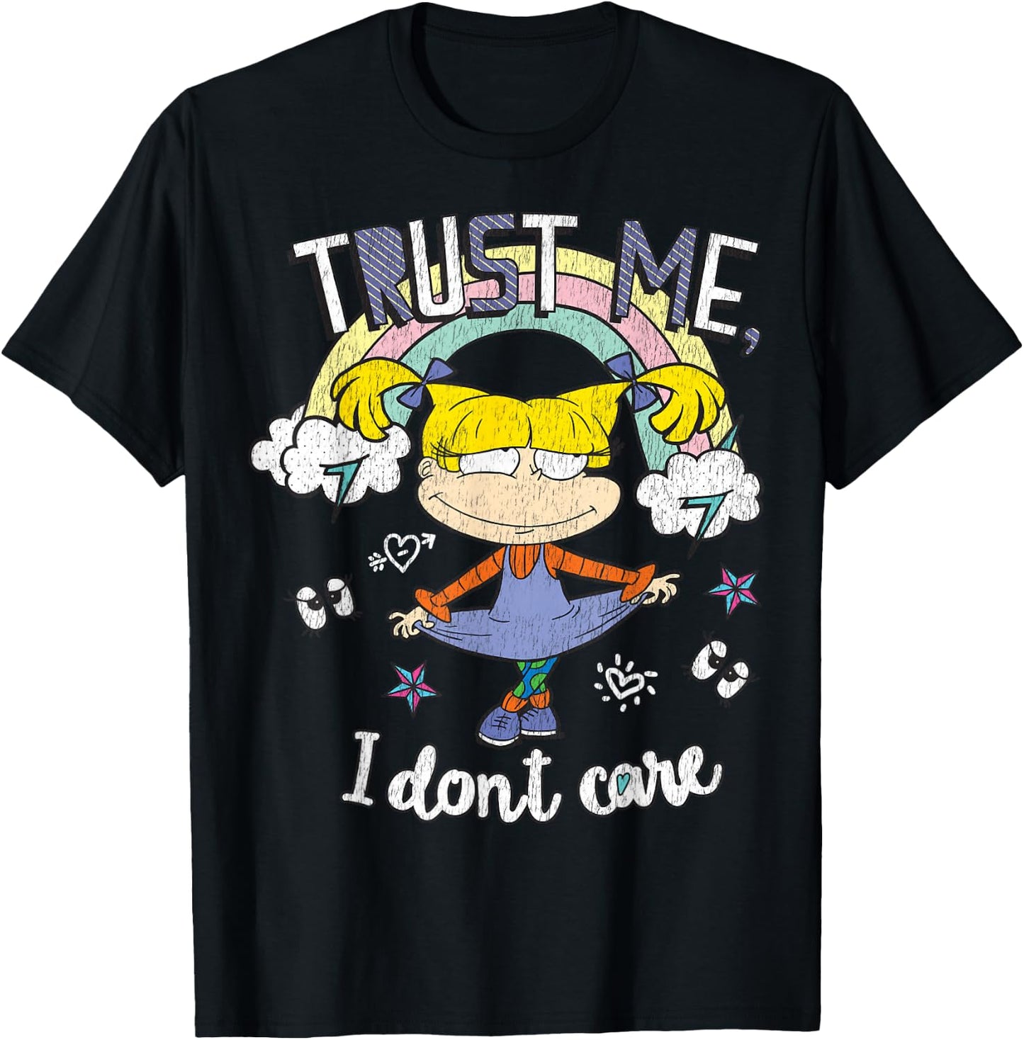 Rugrats Angelica Trust Me Don't Care Rainbow Graphic T-Shirt - T-Shirt | Black
