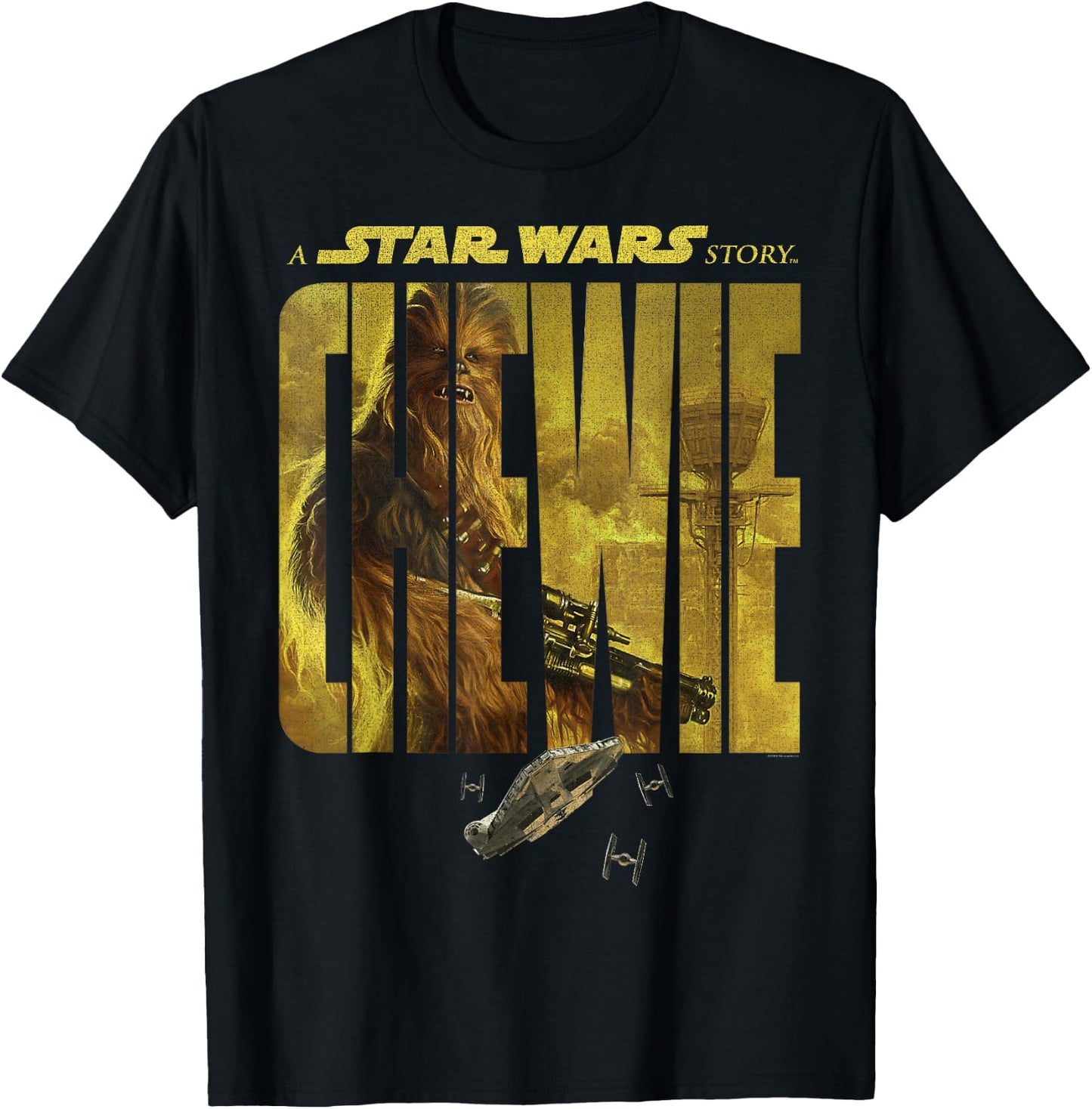 Star Wars Han Solo Story Chewie Logo Silhouette Fill T-Shirt - T-Shirt | Black