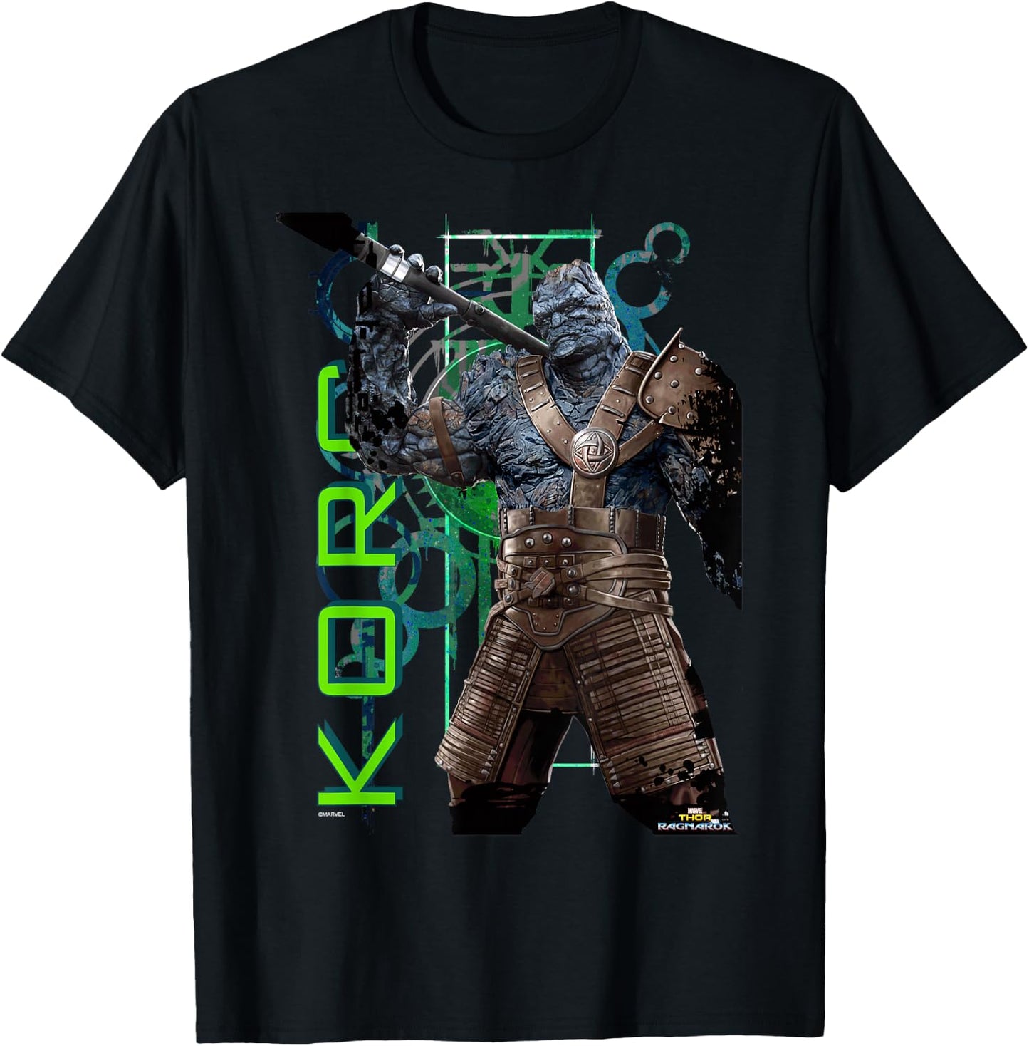 Marvel Thor Ragnarok Korg Green Symbols Graphic T-Shirt - T-Shirt | Black