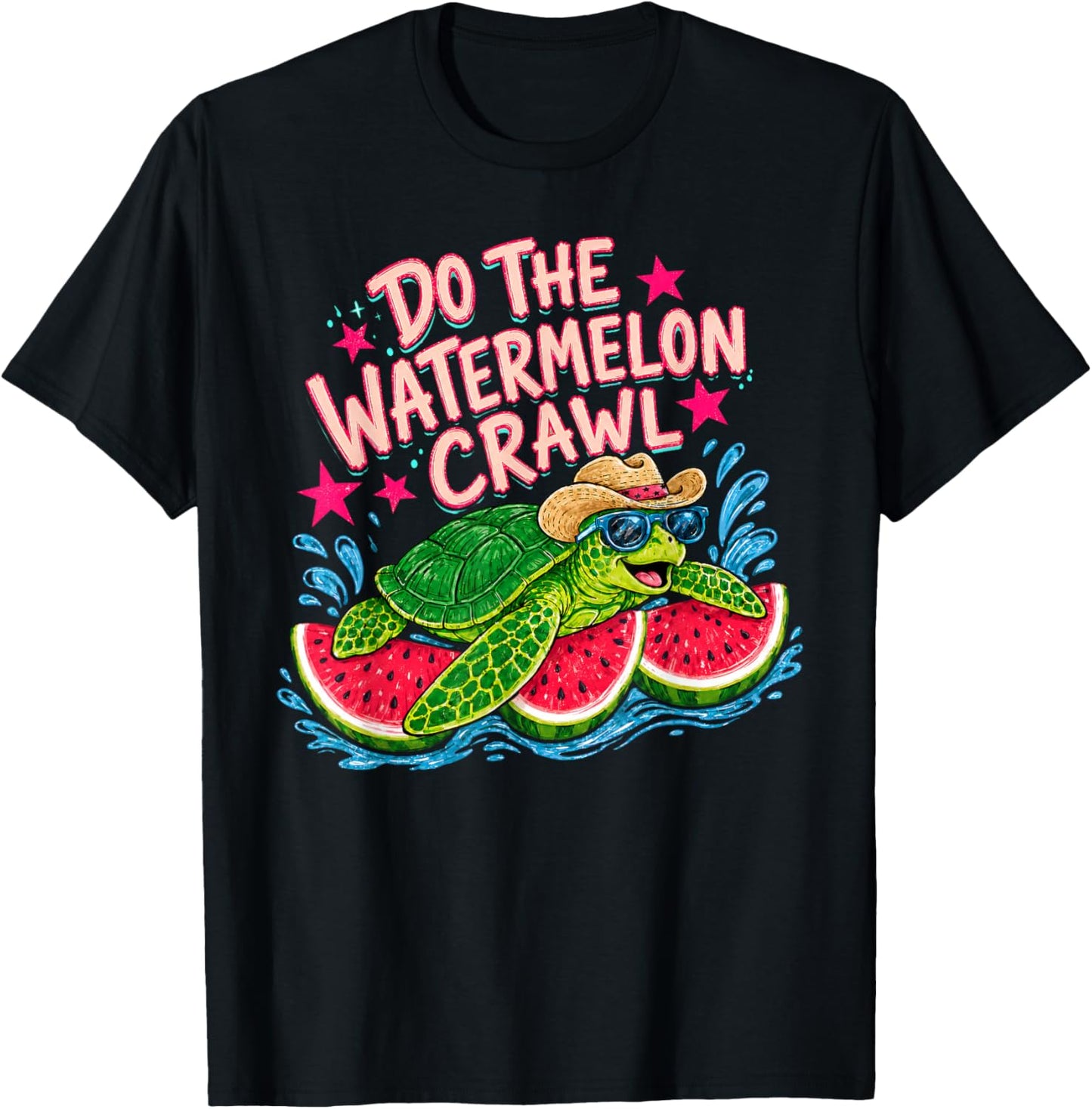 Do The Watermelon Crawl Sea Turtle Beach Summer Vacation T-Shirt - T-Shirt | Black