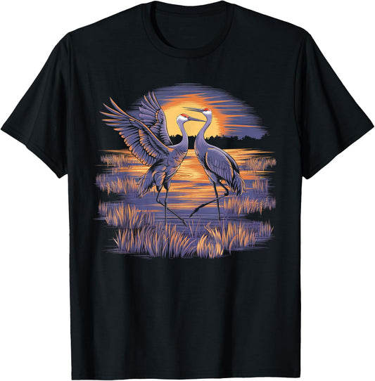 Sandhill Crane – Majestic Bird Lover Design T-Shirt - T-Shirt | Black