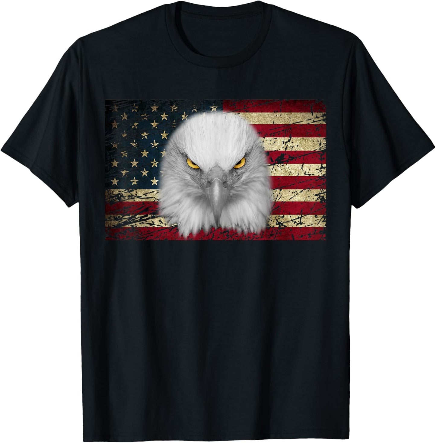 American Bald Eagle Eyes Shirt USA Flag Patriotic Shirt T-Shirt - T-Shirt | Black