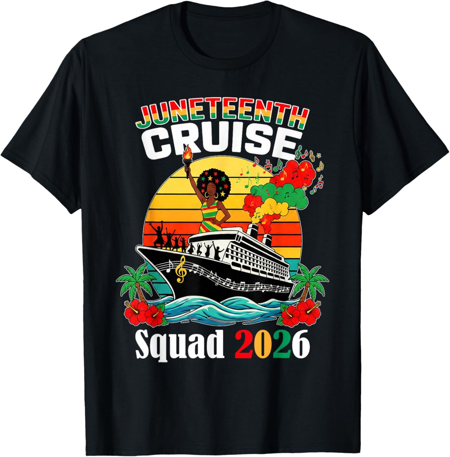 Juneteenth Cruise Squad 2026 African American Family Trip T-Shirt - T-Shirt | Black