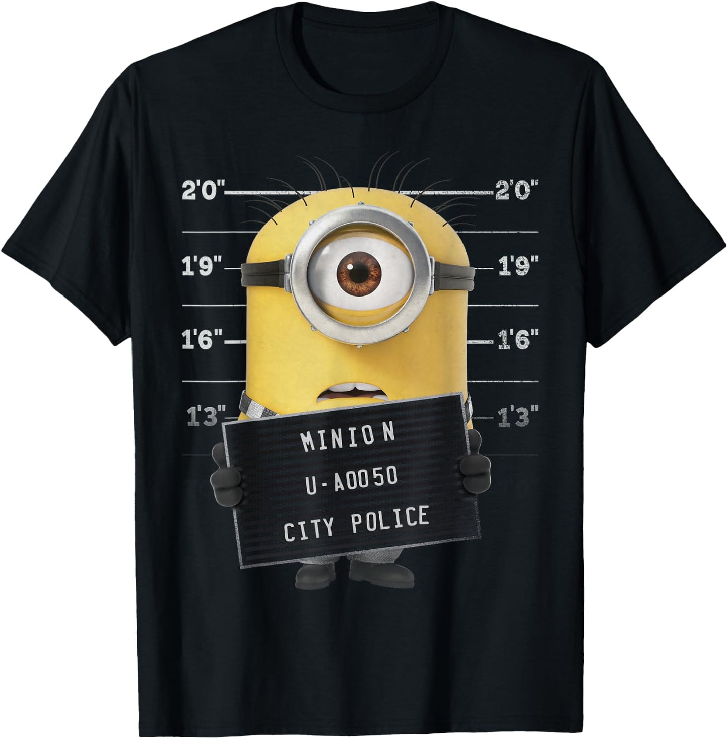 Despicable Me Minions Shocked Mugshot Graphic T-Shirt - T-Shirt | Black
