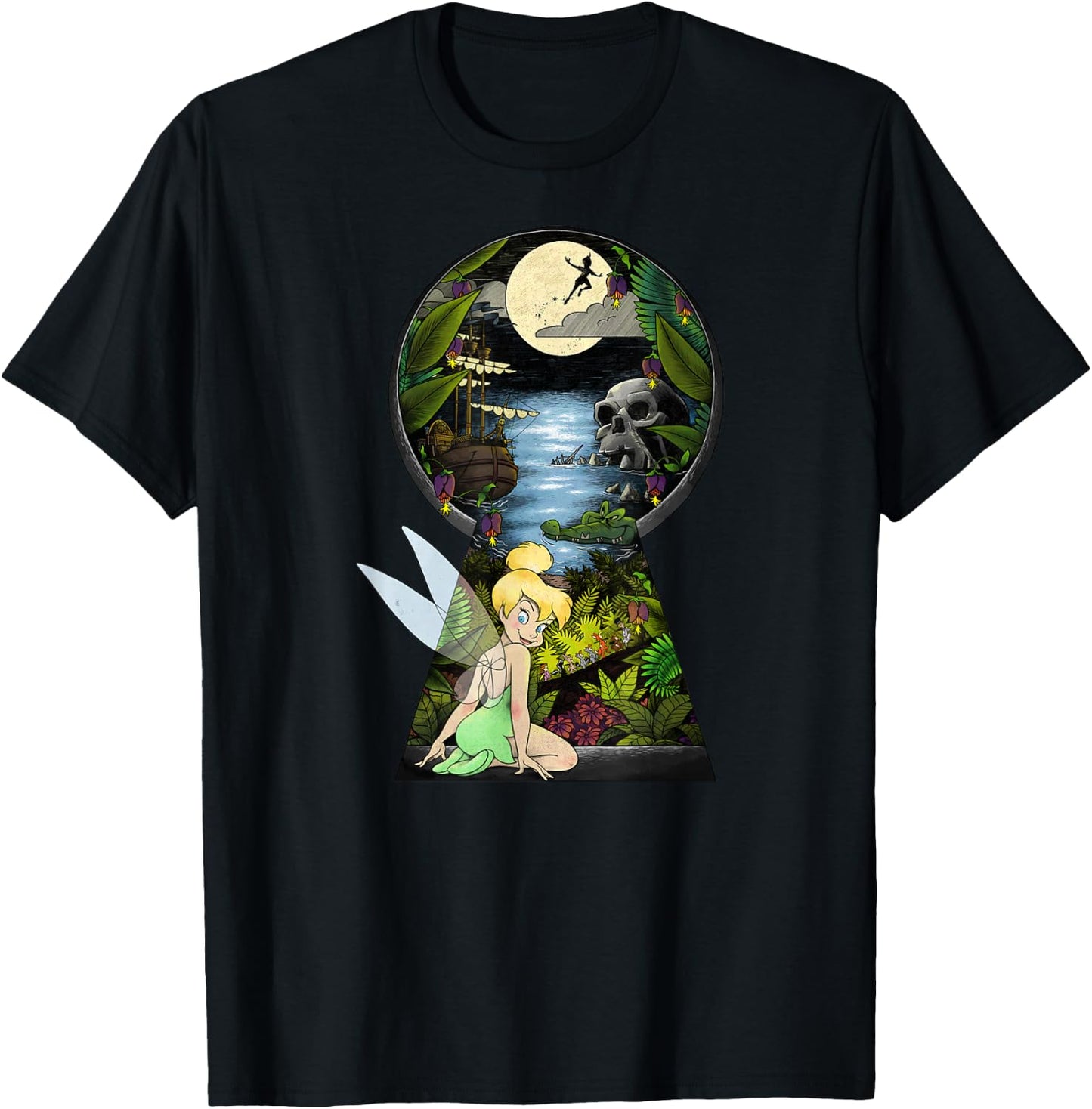 Disney Peter Pan Tinkerbell Keyhole Graphic T-Shirt - T-Shirt | Black