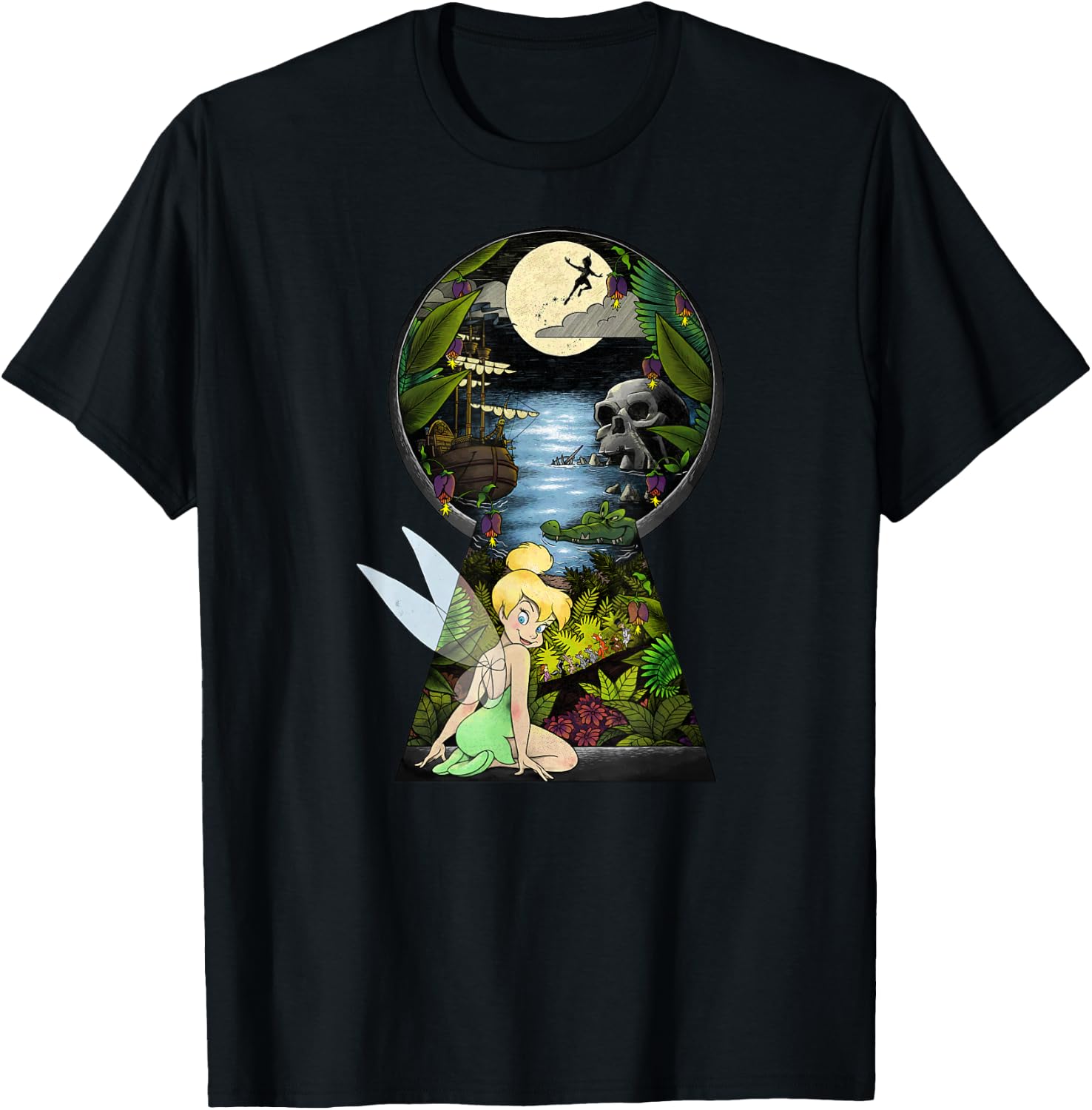 Disney Peter Pan Tinkerbell Keyhole Graphic T-Shirt - T-Shirt | Black