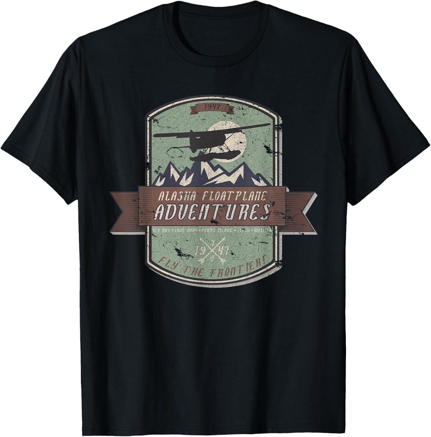 Alaska Floatplane Adventures Beaver Airplane Pilot T-Shirt - T-Shirt | Black