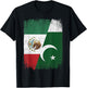 Half Mexico Pakistan Flag Mexican Pakistani Roots T-Shirt - T-Shirt | Black