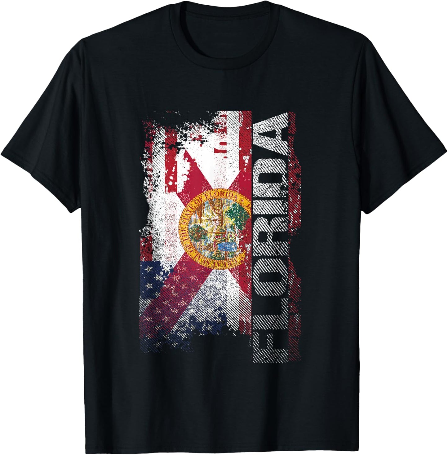 Florida State USA Flag Souvenir Gift T-Shirt - T-Shirt | Black