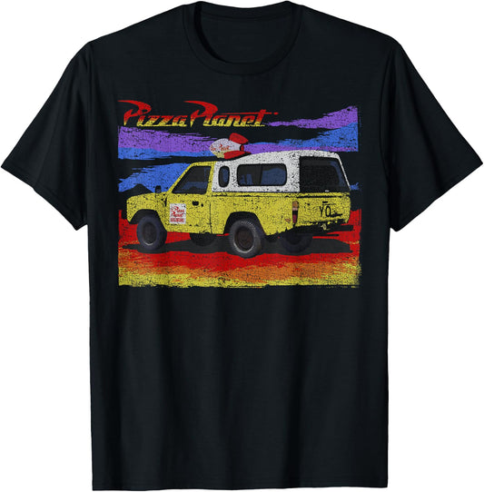 Disney Pixar Toy Story Pizza Planet Truck Distressed T-Shirt - T-Shirt | Black