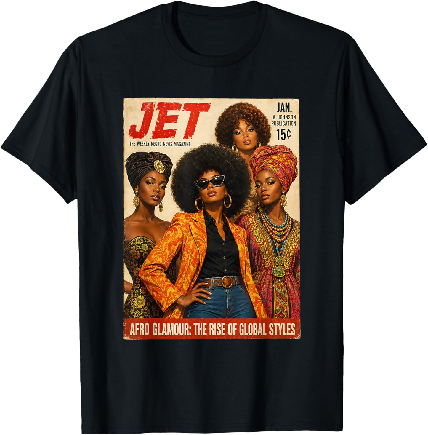 Retro Black is Beautiful Afro Glamour Vintage Magazine Gift T-Shirt - T-Shirt | Black