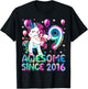 Flossing Unicorn 9 Year Old 9th Birthday Girl Unicorn Party T-Shirt - T-Shirt | Black