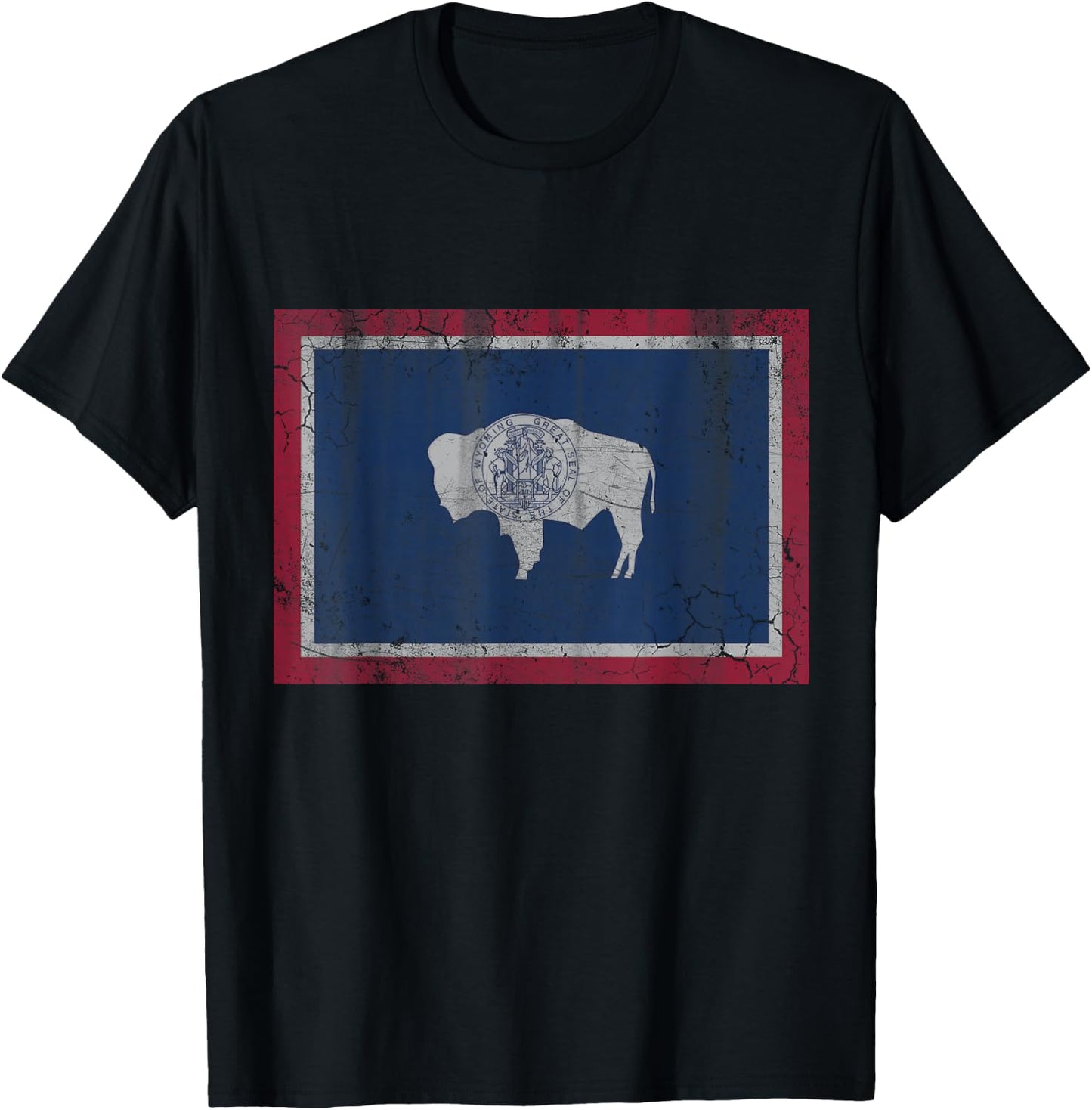 Wyoming Flag Home Love Family Vintage Distressed T-Shirt - T-Shirt | Black