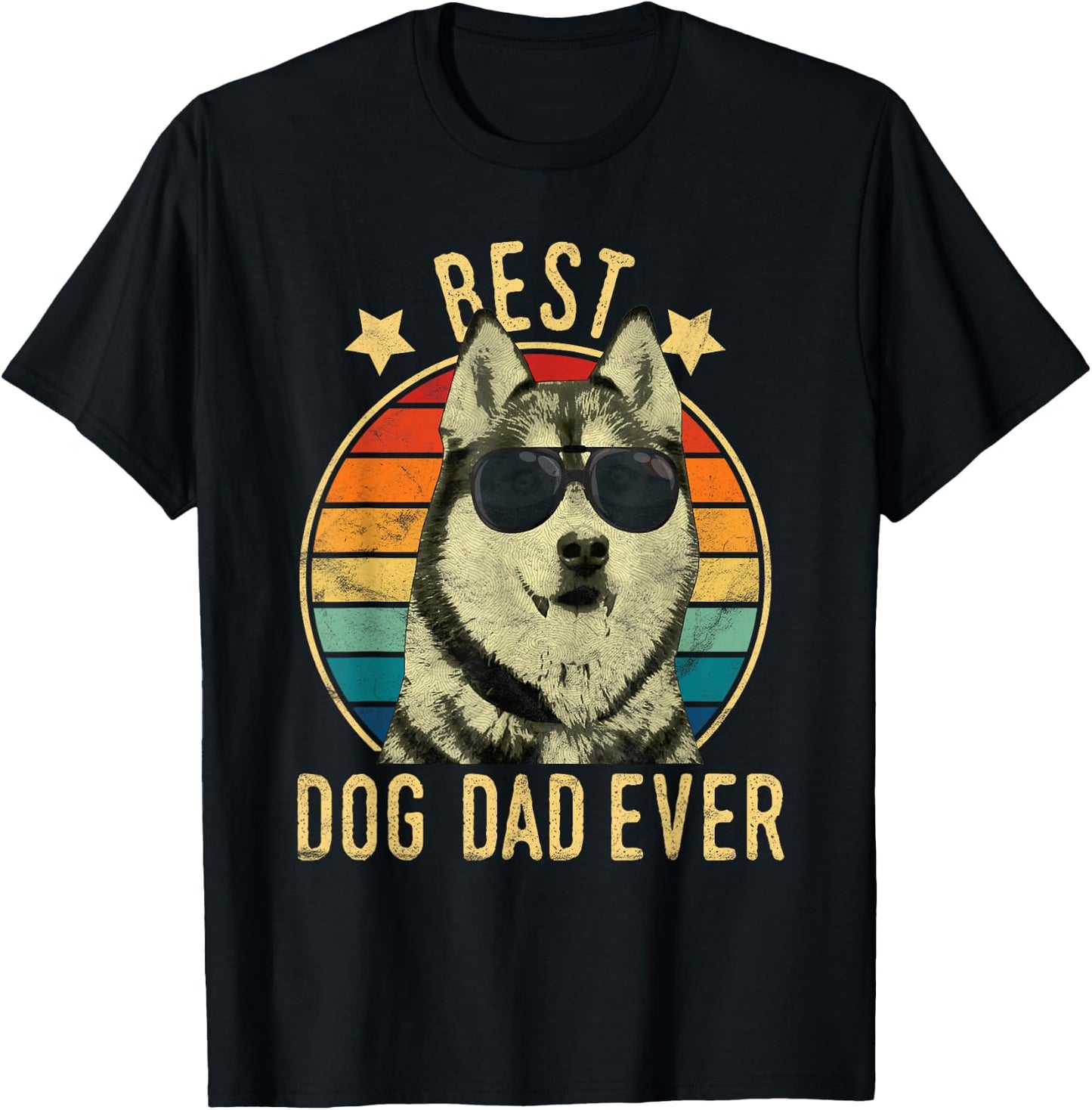 Best Dog Dad Ever Siberian Husky Father's Day Gift Men T-Shirt - T-Shirt | Black