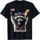 Feral & Free Funny Patriotic Racoon Feral and Free 4th July T-Shirt - T-Shirt | Black