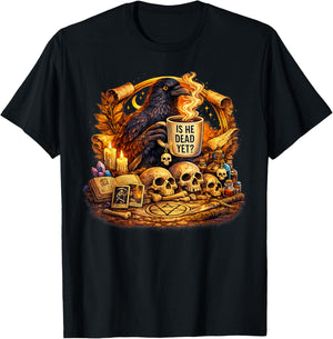 is He Vintage Dead Yet Dark Crow Raven Bird Humor Retro T-Shirt - T-Shirt | Black