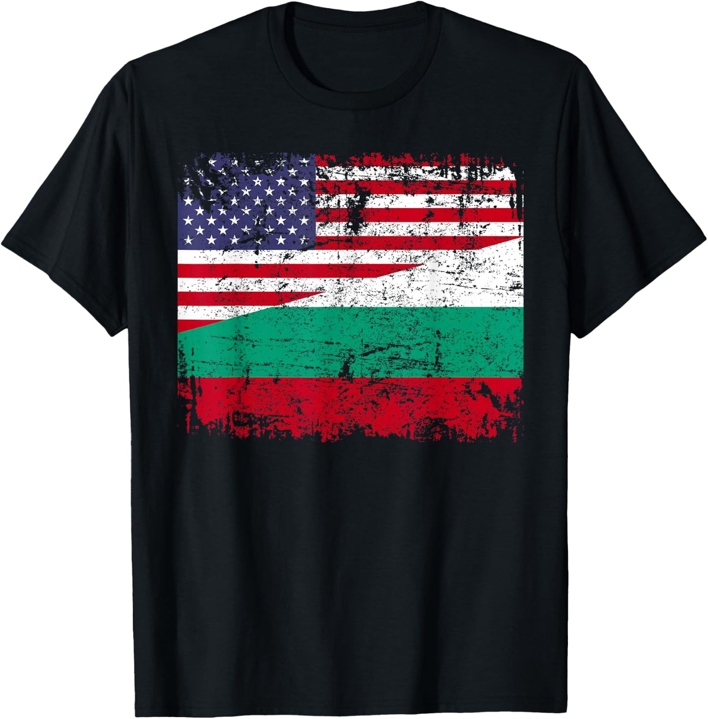 BULGARIAN ROOTS | Half American Flag | BULGARIA T-Shirt - T-Shirt | Black