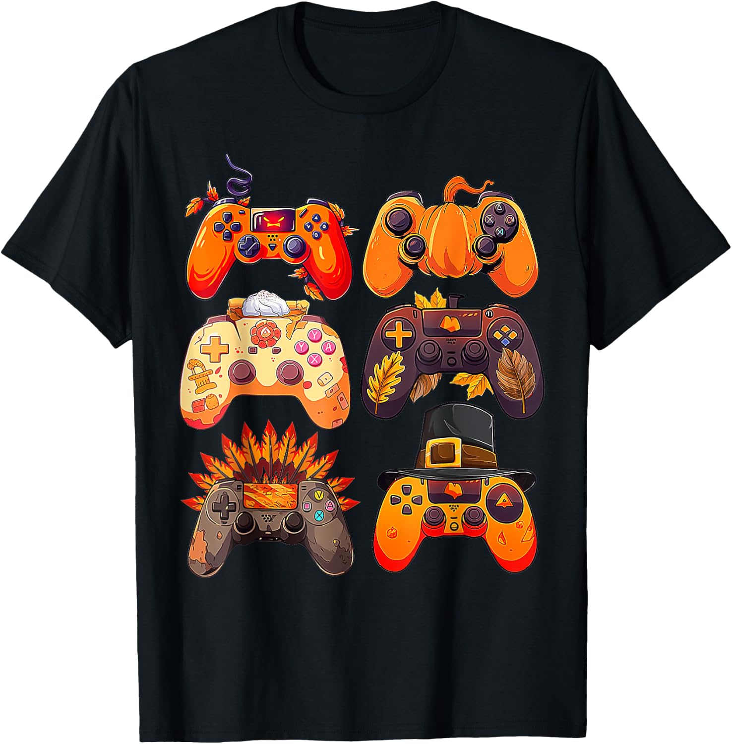 Controllers Fall Gaming Video Game Turkey Thanksgiving Boys T-Shirt - T-Shirt | Black