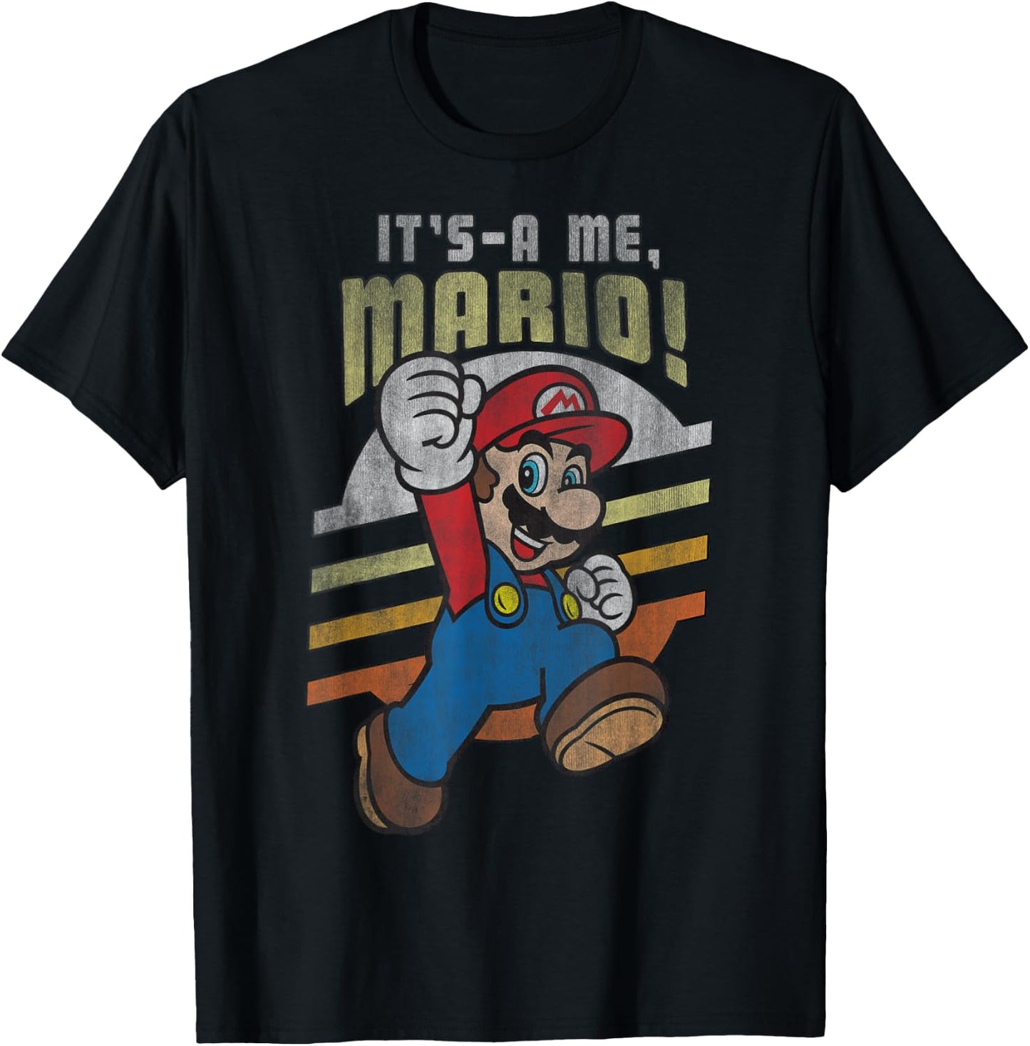 Super Mario It's-A Me, Mario! Distressed Poster T-Shirt - T-Shirt | Black