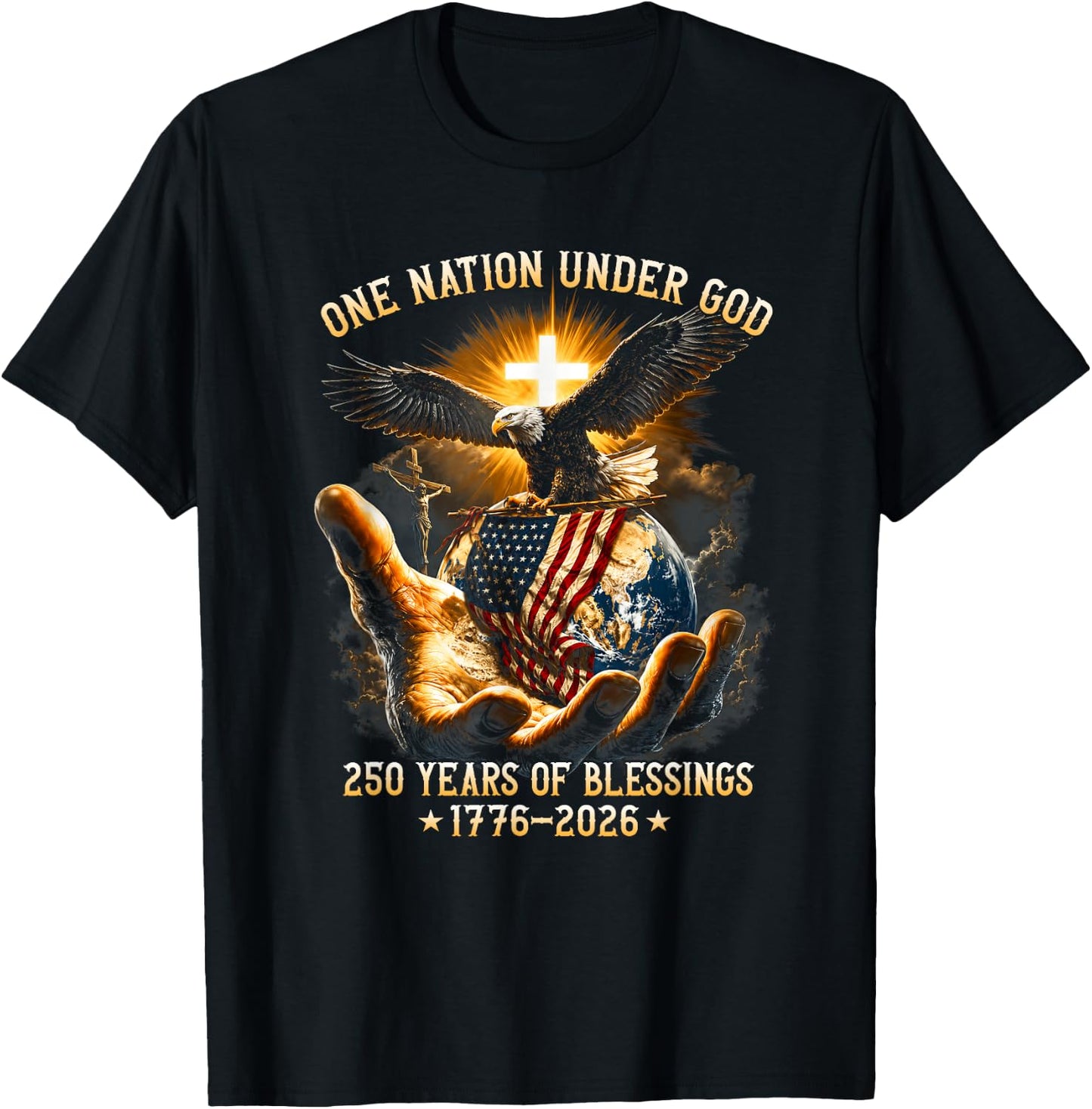 One Nation Under God 250 Years 250th Anniversary USA Men T-Shirt - T-Shirt | Black