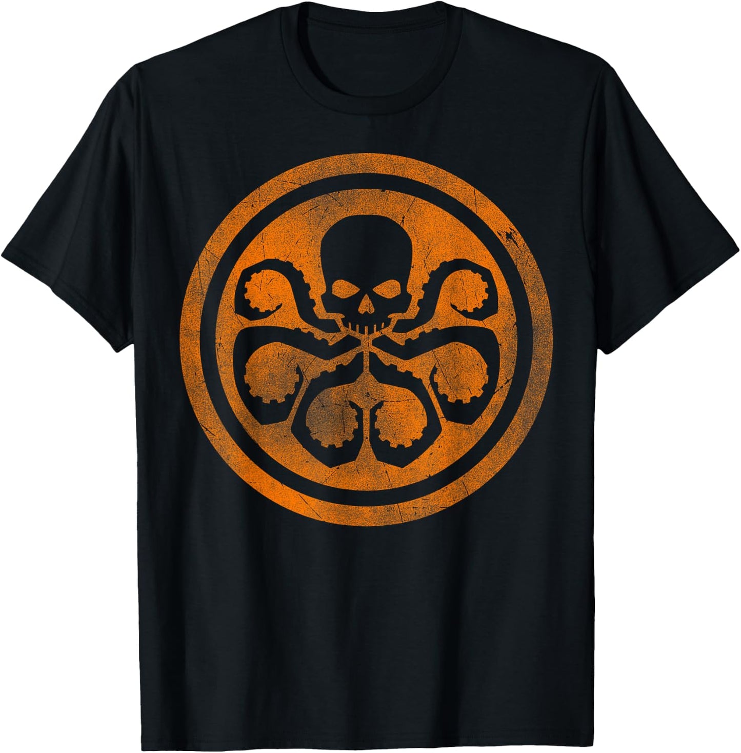 Marvel Hydra Skull Octopus Logo Orange Cut-Out Halloween T-Shirt - T-Shirt | Black
