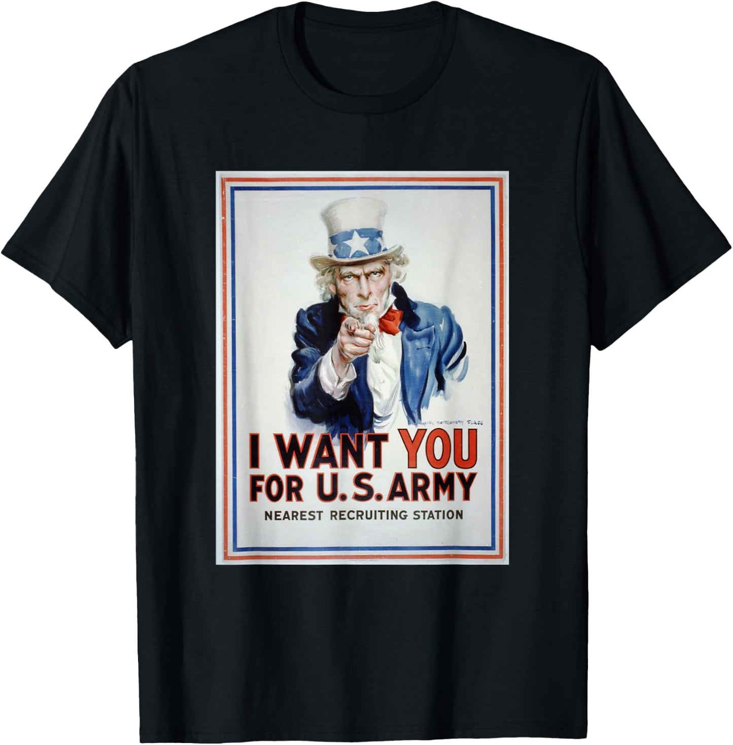 Uncle Sam I Want You For US Army Vintage Poster T-Shirt - T-Shirt | Black