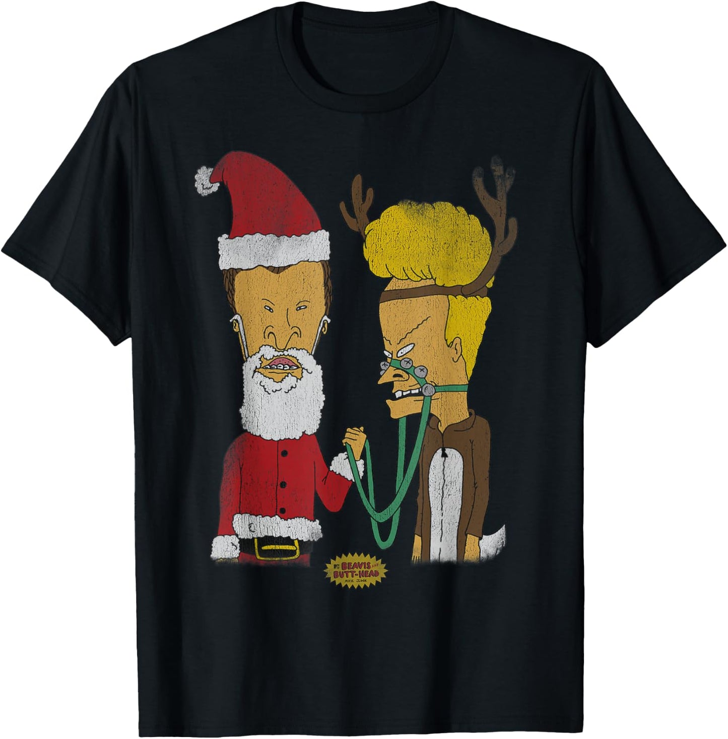 Beavis and Butt-Head Christmas Costumes Short Sleeve T-Shirt - T-Shirt | Black