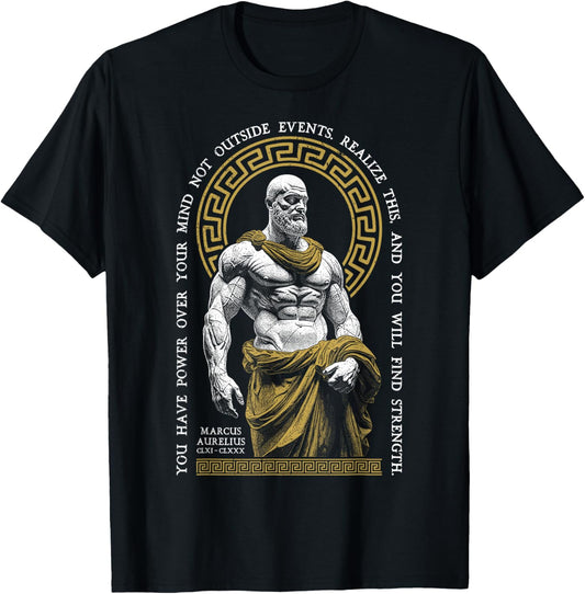 Stoic Philosophy Find Strength Marcus Aurelius Stoicism T-Shirt - T-Shirt | Black