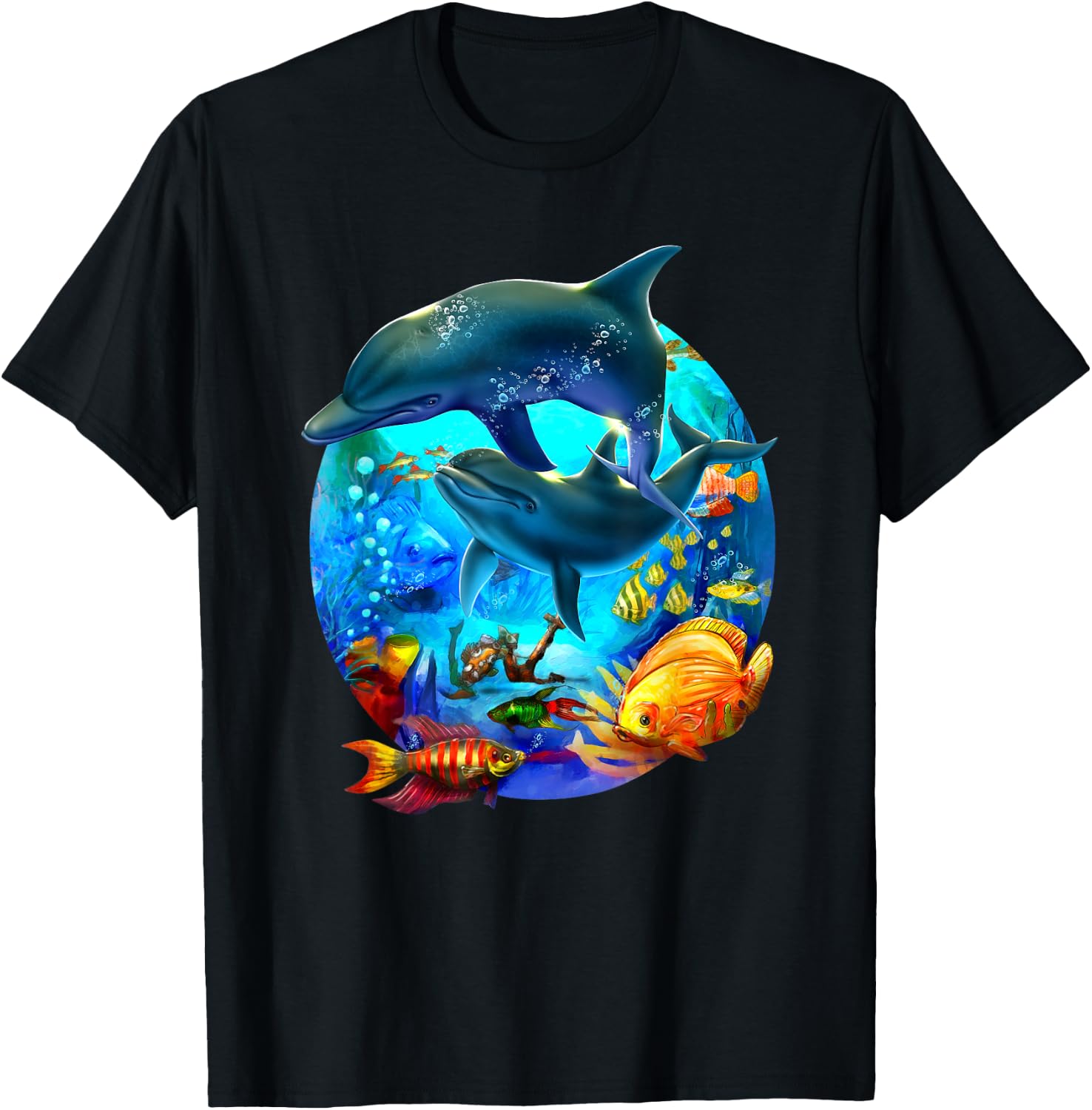 Dolphin Sea Life Save the Sea Marine Biology Aquarium T-Shirt - T-Shirt | Black