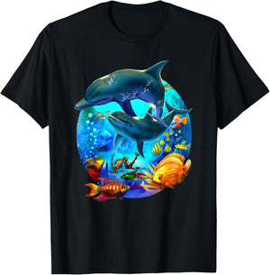 Dolphin Sea Life Save the Sea Marine Biology Aquarium T-Shirt - T-Shirt | Black