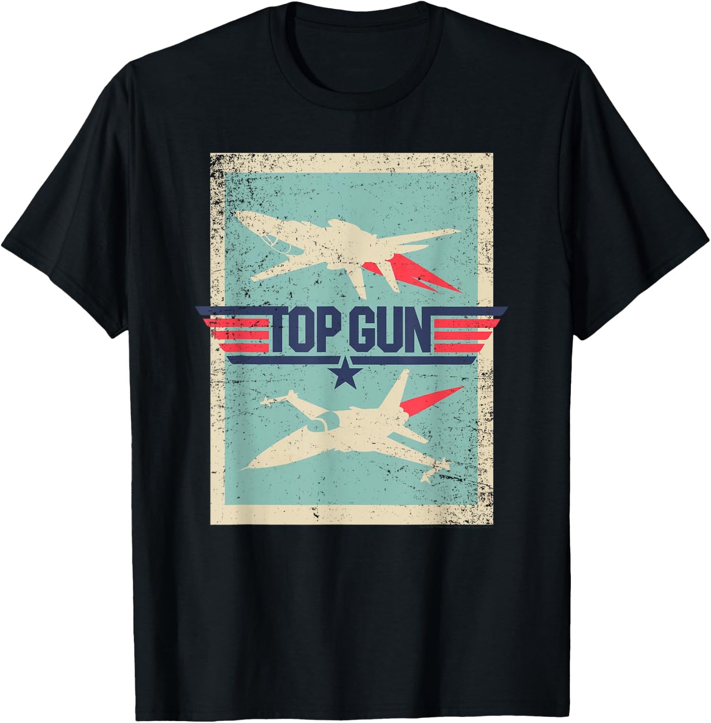 Top Gun Inverted Cutout with Distressing Action Movie T-Shirt - T-Shirt | Black