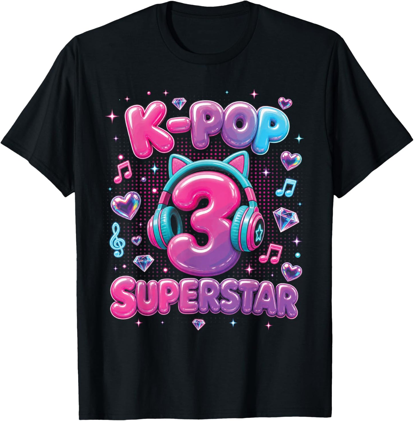 K-Pop 3rd Birthday Girls 3 Year Old Girl T-Shirt - T-Shirt | Black